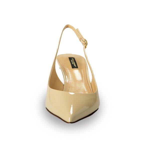 Dolce & Gabbana Women's Beige Leather Heeled Slingback Pumps Shoes US 9 IT 39 - Picture 5 of 8